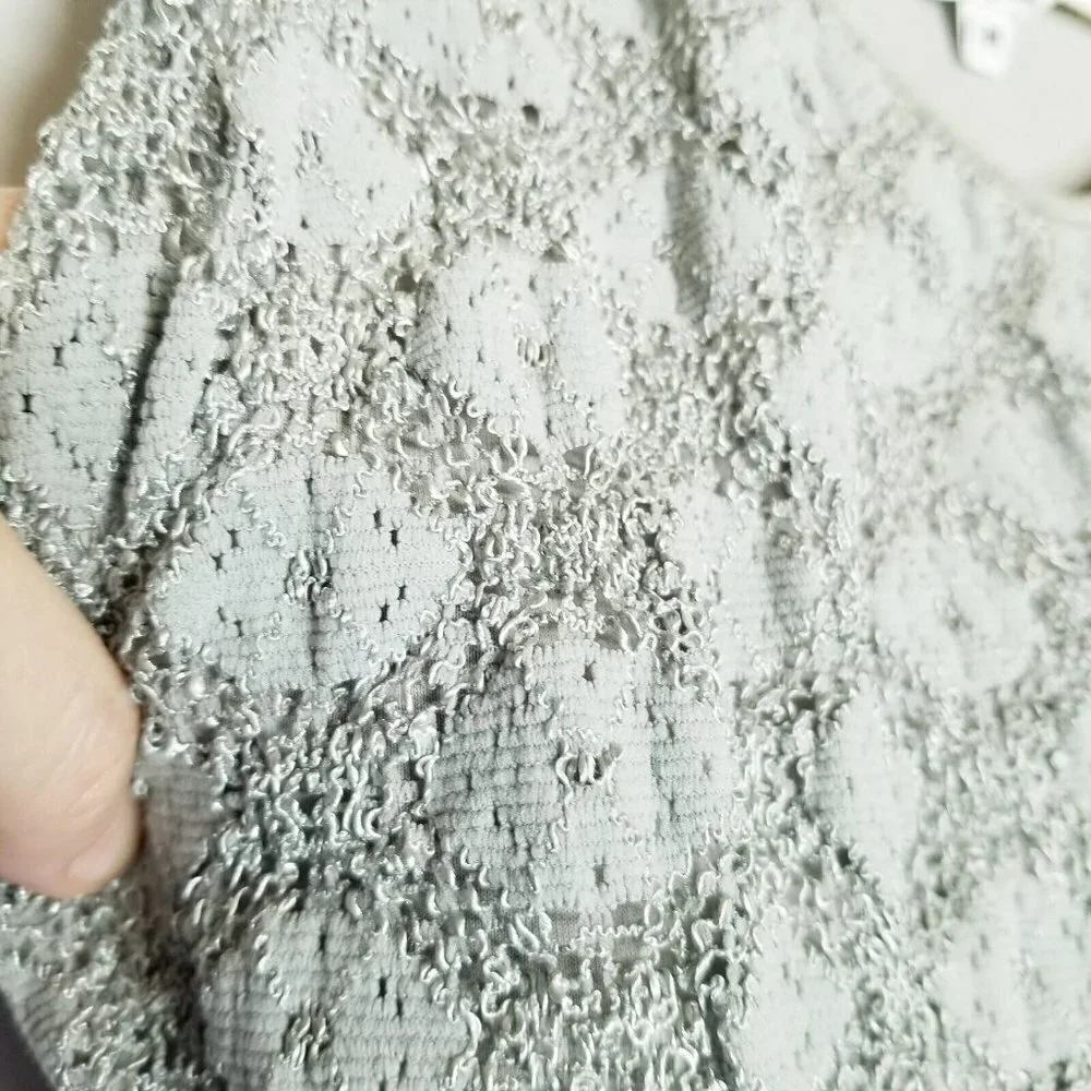 Michel Stephen Via Moda long grey gray‎ maxi dress stretchy lace sleeveless M